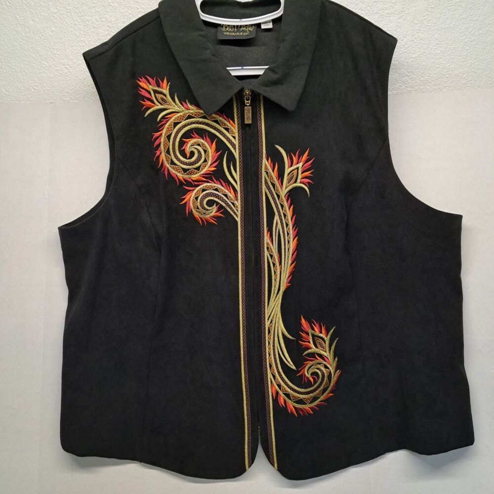 Bob Mackie Wearable Art Women's 2X Embroidered Vest